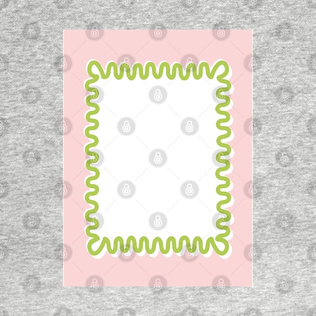 Wavy Lines - White Pink Green by Colorable